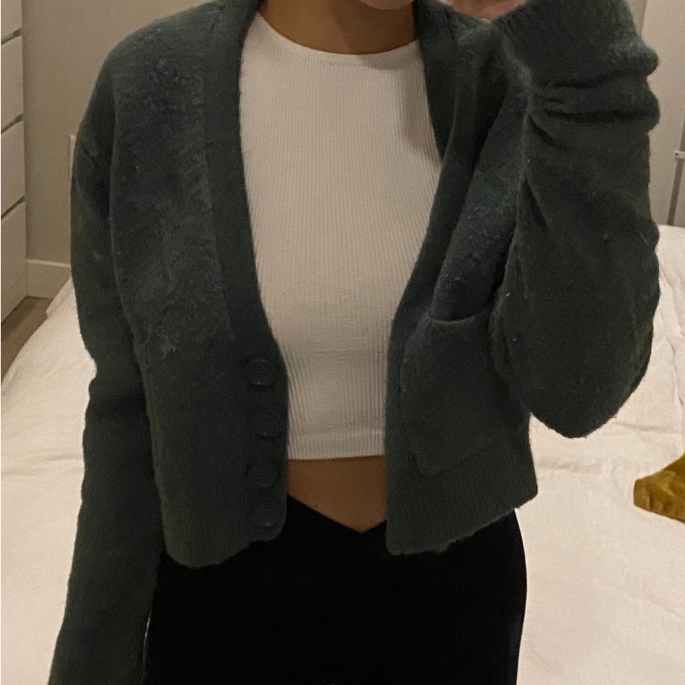 Zara Deep Green Wool Cardigan